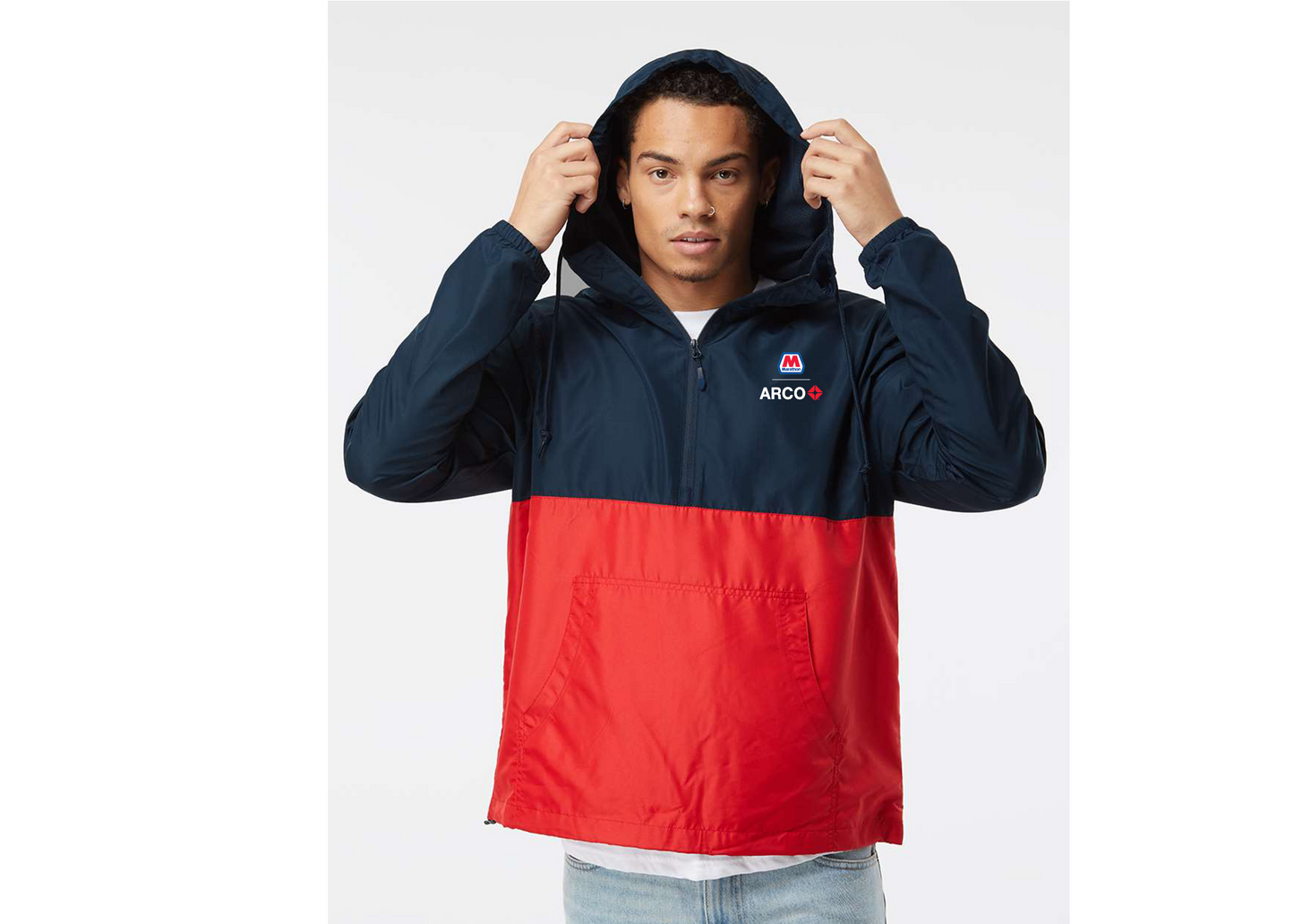 Marathon Men's Lightweight Quarter-Zip Windbreaker Pullover Jacket