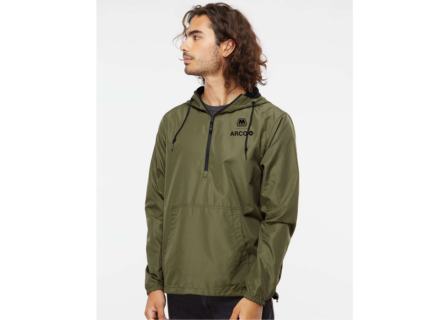 Marathon Men's Lightweight Quarter-Zip Windbreaker Pullover Jacket
