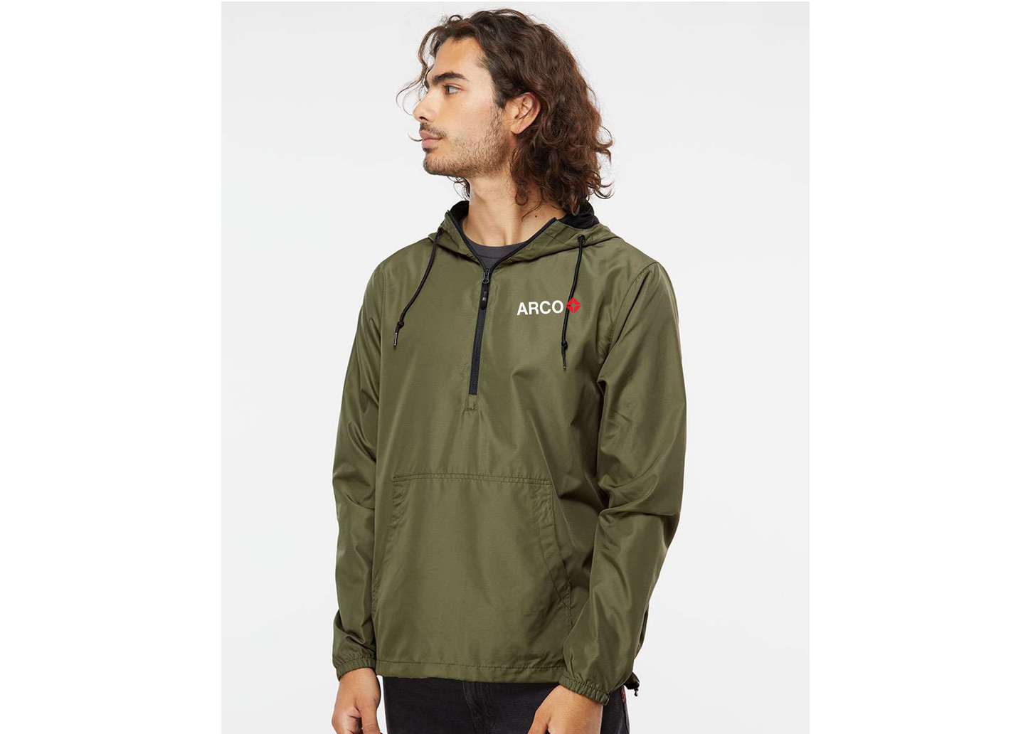 Marathon Men's Lightweight Quarter-Zip Windbreaker Pullover Jacket