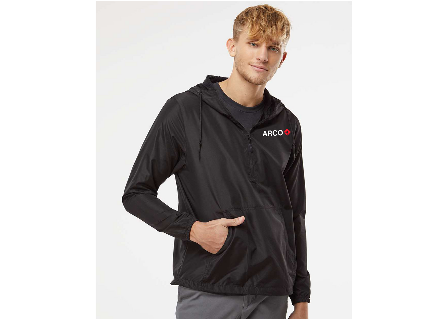 Marathon Men's Lightweight Quarter-Zip Windbreaker Pullover Jacket