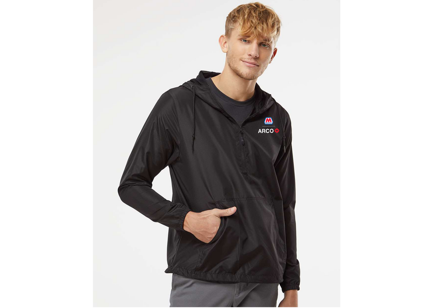 Marathon Men's Lightweight Quarter-Zip Windbreaker Pullover Jacket