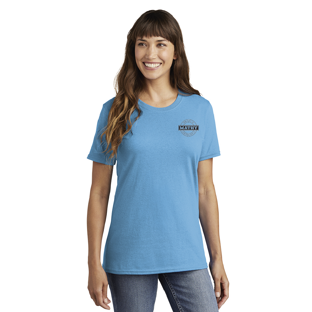 Mathy Ladies Tee – Multiple Colors (pink,lt bl, grn-JS67D-LC-B) (turq, card, navy-JS66D-LC-W)