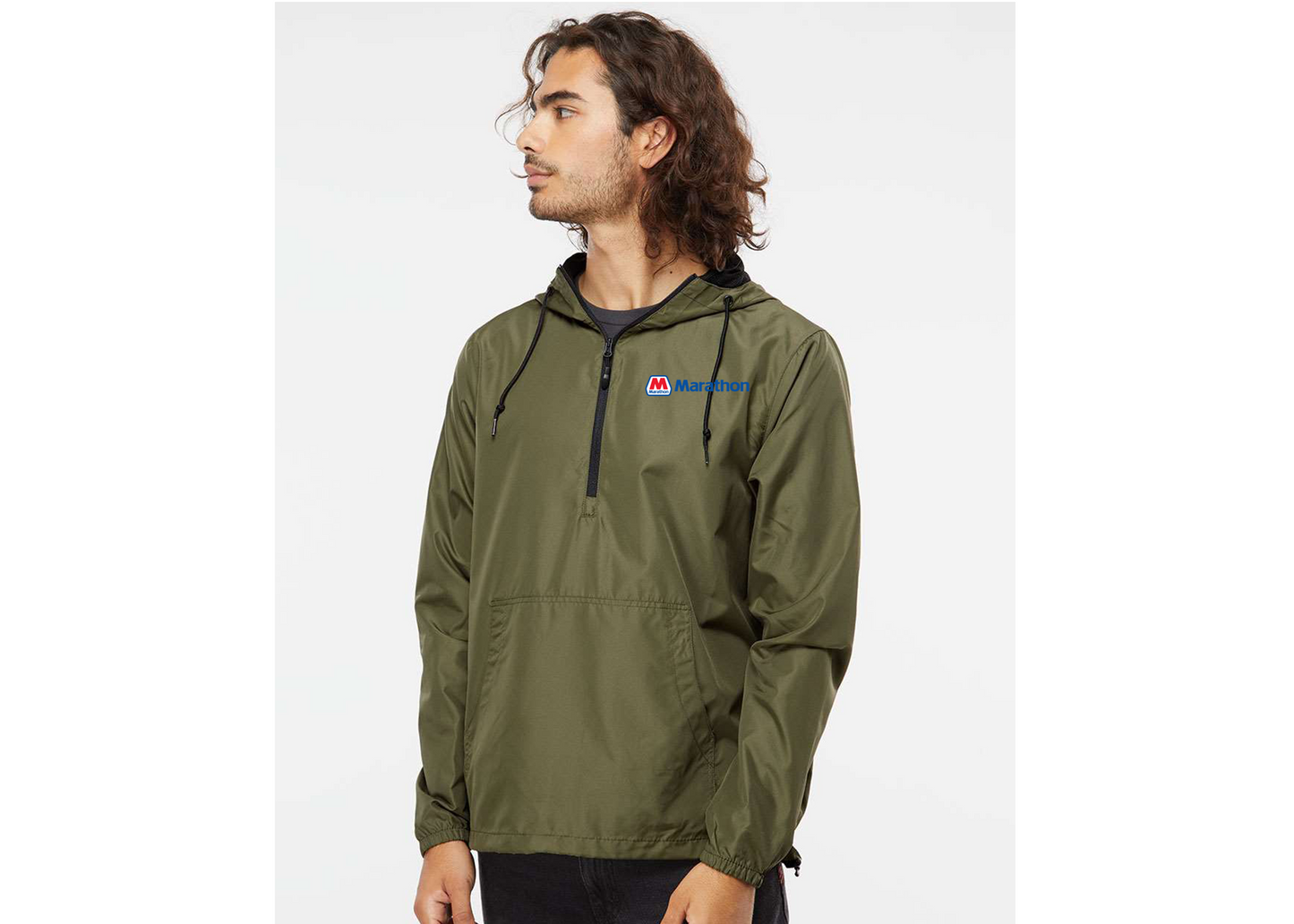 Marathon Men's Lightweight Quarter-Zip Windbreaker Pullover Jacket