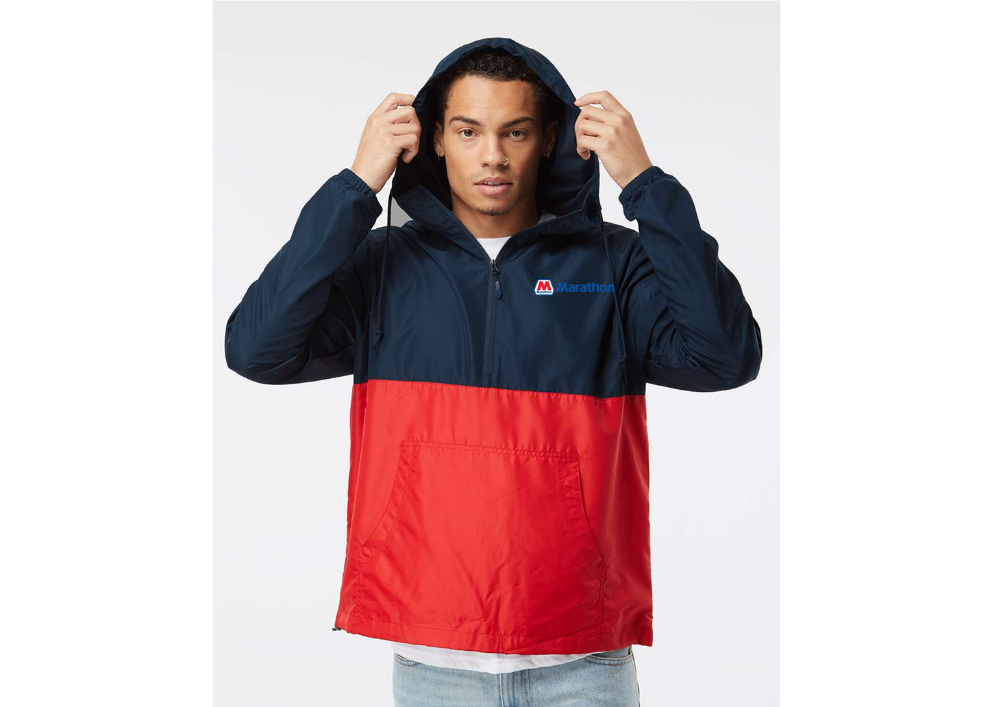 Marathon Men's Lightweight Quarter-Zip Windbreaker Pullover Jacket