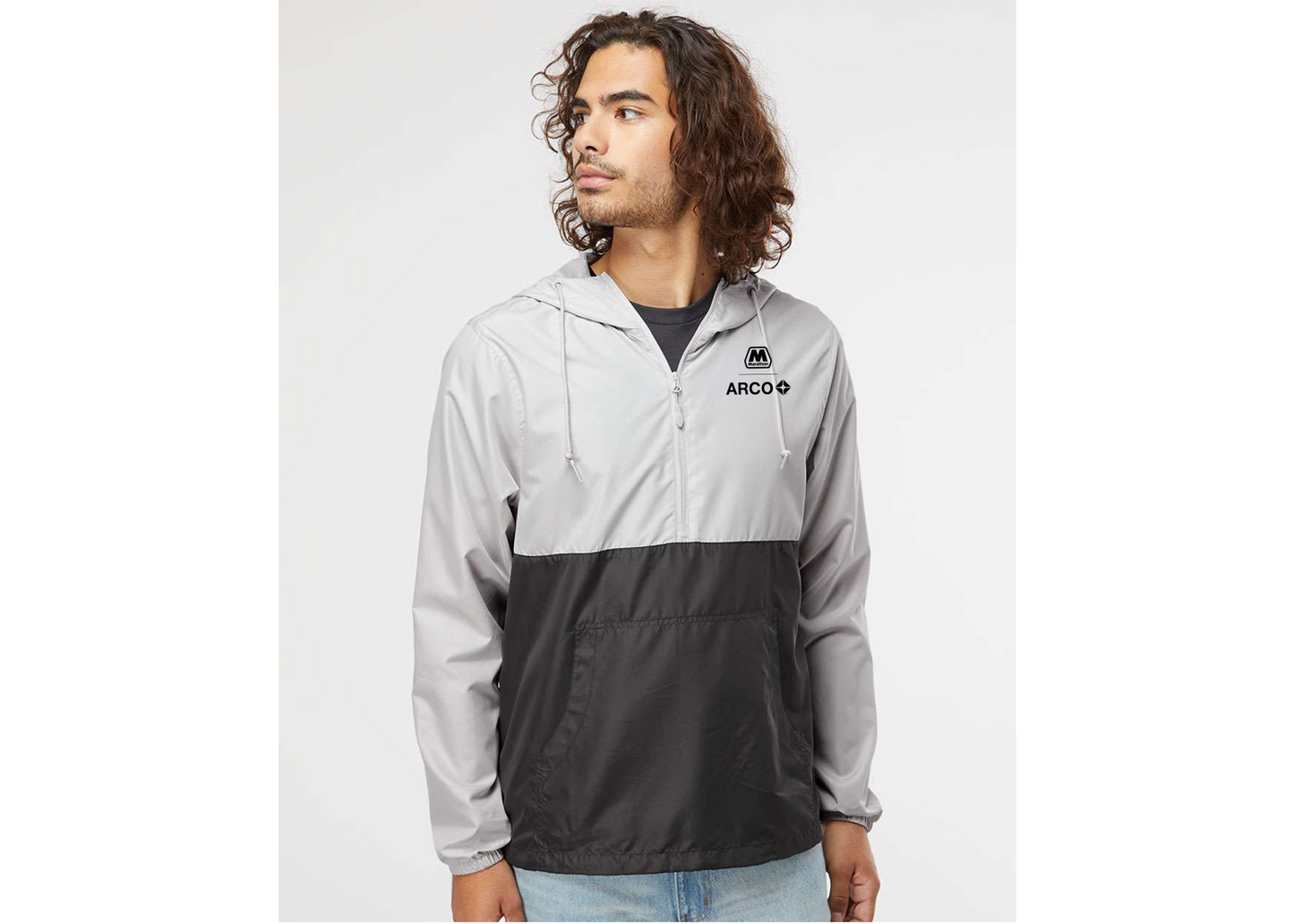 Marathon Men's Lightweight Quarter-Zip Windbreaker Pullover Jacket