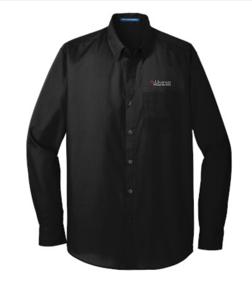 (EMB-2) Mens Tall Long Sleeve Carefree Poplin Shirt (TW100) (dk garments HO13E-LC-W) (lt garments HO13E-LC-B)