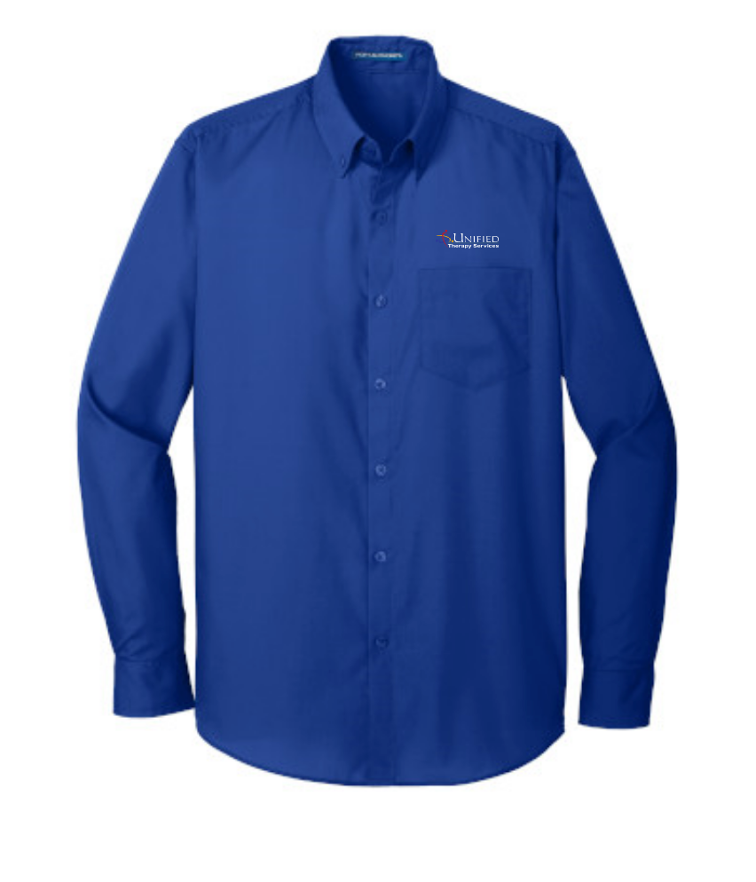 (EMB-2) Mens Tall Long Sleeve Carefree Poplin Shirt (TW100) (dk garments HO13E-LC-W) (lt garments HO13E-LC-B)
