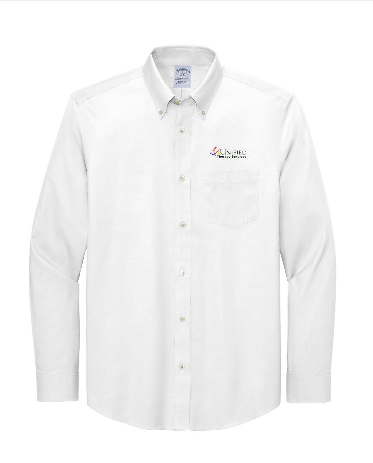 (EMB-2) Mens Wrinkle-Free Stretch Pinpoint Shirt (BB18000) (dk garments HO13E-LC-W) (lt garments HO13E-LC-B)