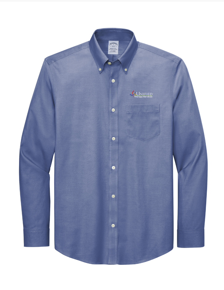 (EMB-2) Mens Wrinkle-Free Stretch Pinpoint Shirt (BB18000) (dk garments HO13E-LC-W) (lt garments HO13E-LC-B)
