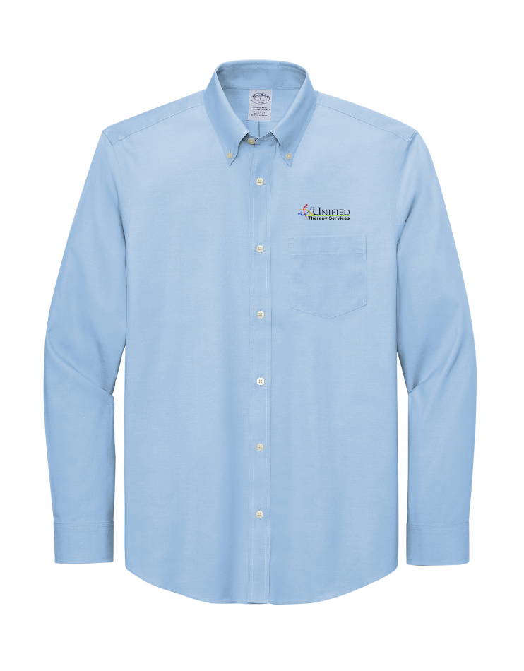 (EMB-2) Mens Wrinkle-Free Stretch Pinpoint Shirt (BB18000) (dk garments HO13E-LC-W) (lt garments HO13E-LC-B)