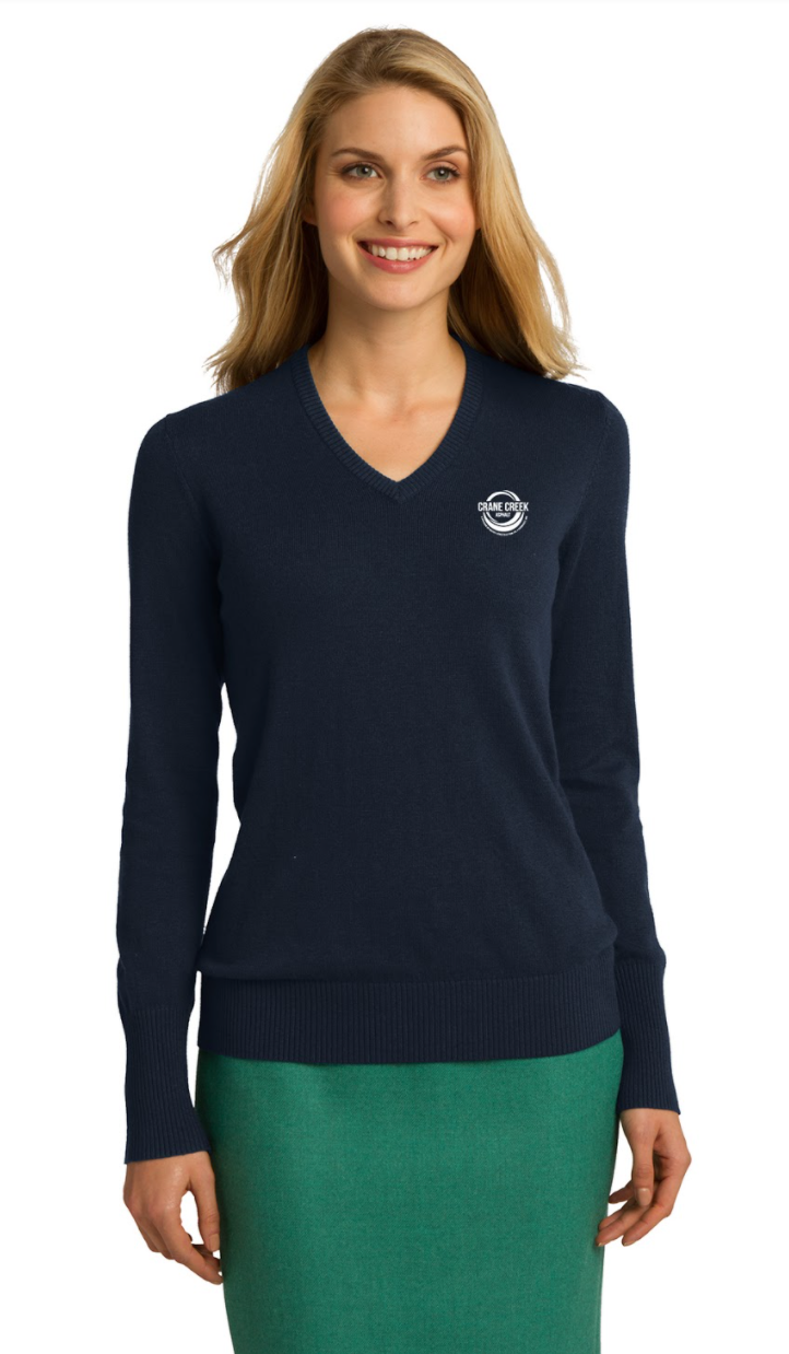 Crane Creek Asphalt Ladies V-Neck Sweater