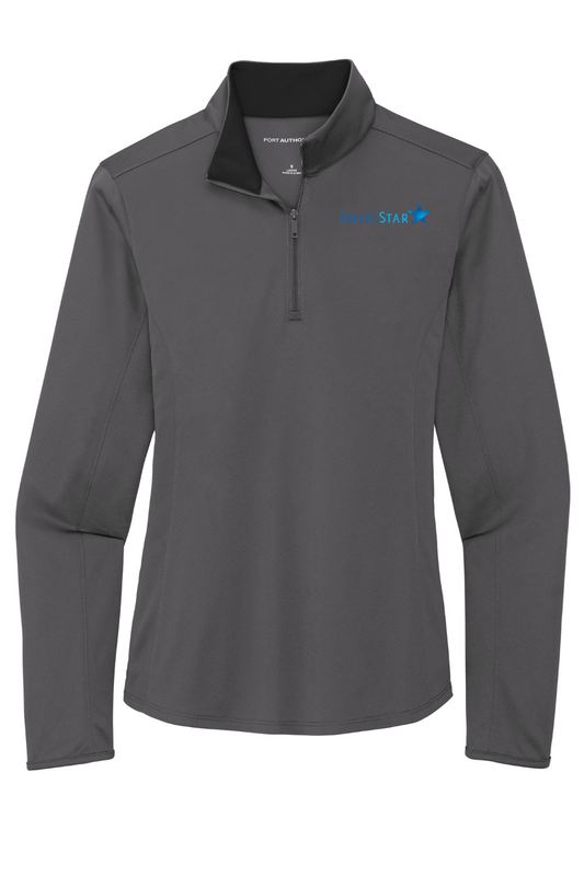 Grey Port Authority ® Ladies Silk Touch ™ Performance 1/4-Zip