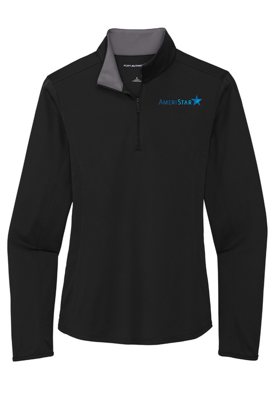 Black Port Authority ® Ladies Silk Touch ™ Performance 1/4-Zip