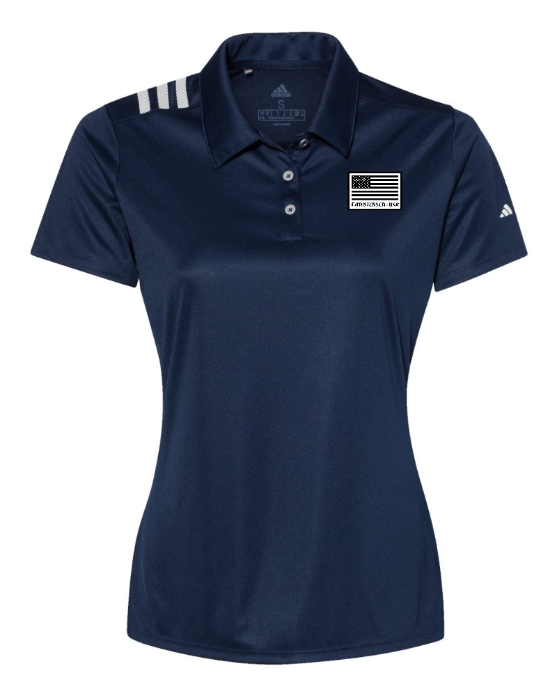 Women's Adidas 3-Stripes Shoulder Polo