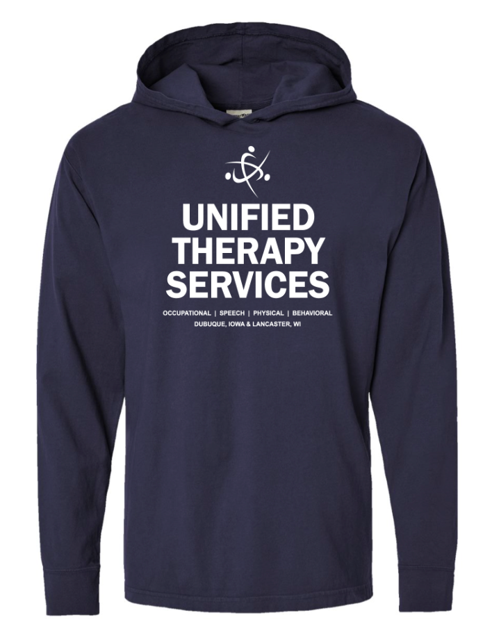 Unified Therapy Garment-Dyed Jersey Hooded Long Sleeve Tee Full Logo *Not approved for daily/casual dress code