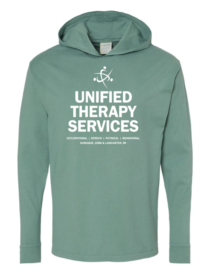 Unified Therapy Garment-Dyed Jersey Hooded Long Sleeve Tee Full Logo *Not approved for daily/casual dress code