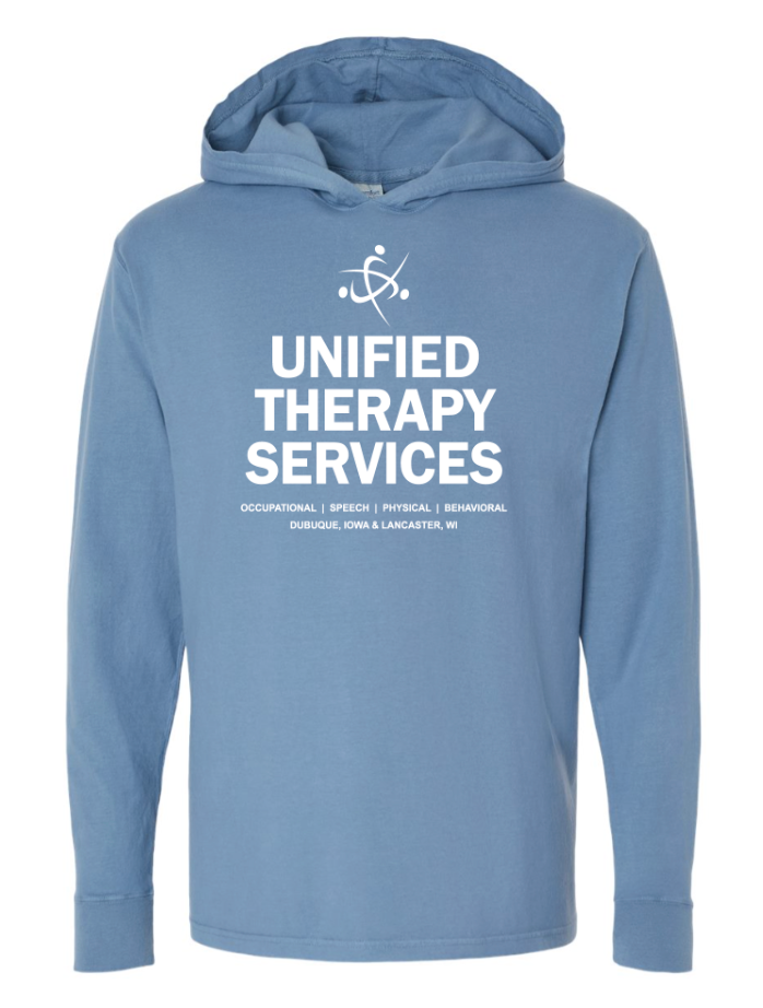 Unified Therapy Garment-Dyed Jersey Hooded Long Sleeve Tee Full Logo *Not approved for daily/casual dress code