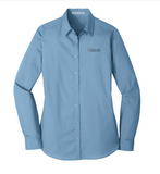 (EMB-2) Ladies Long Sleeve Carefree Poplin Shirt