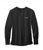(EMB-2) Ladies Open-Neck Satin Blouse