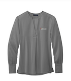 (EMB-2) Ladies Open-Neck Satin Blouse