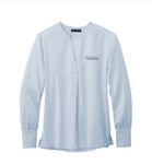 (EMB-2) Ladies Open-Neck Satin Blouse