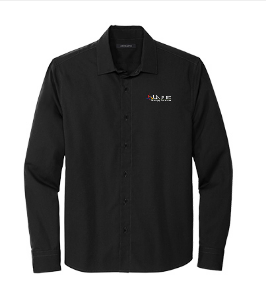 (EMB-2) Mens Long Sleeve Stretch Woven Shirt