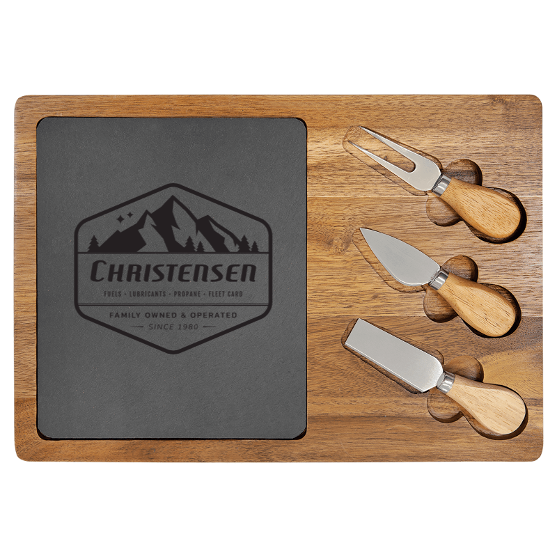 Slate/Acacia Wood Cheese Set