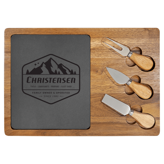 Slate/Acacia Wood Cheese Set