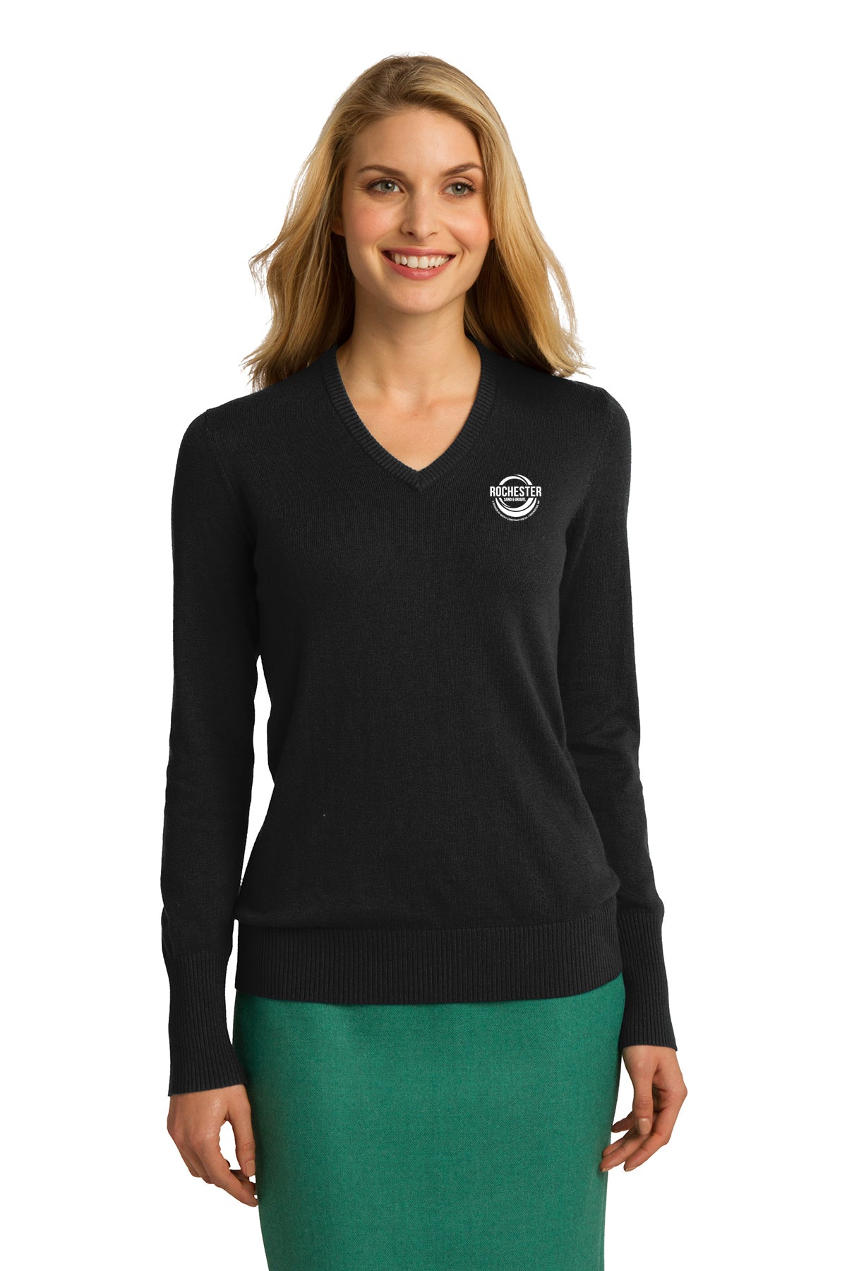 Rochester Sand and Gravel Ladies V-Neck Sweater